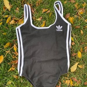 3 stipe Adidas black bodysuit